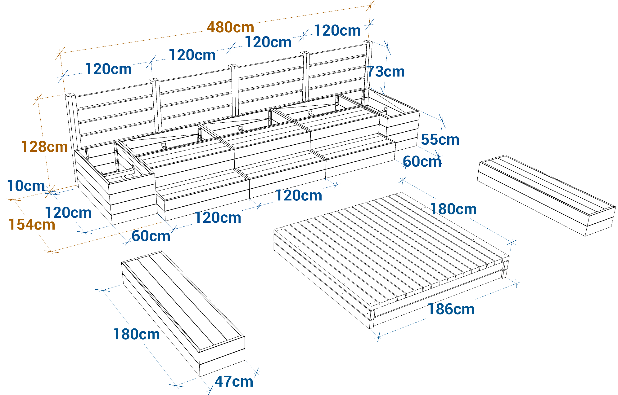 Assises modulables (configuration ensemble)