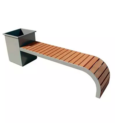 Banc bois design avec jardinière