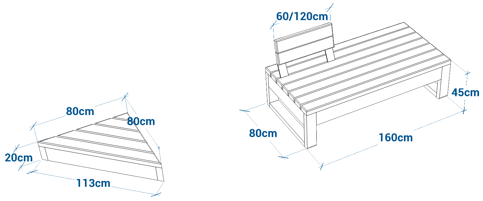 Banquette Triangle (dimensions techniques)